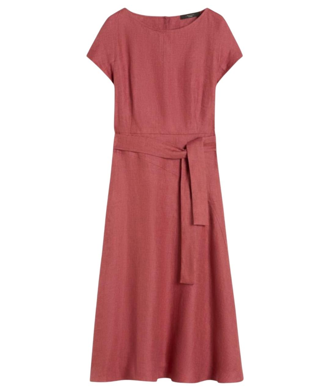 WEEKEND MAX MARA Бордовое льняное повседневное платье, фото 1