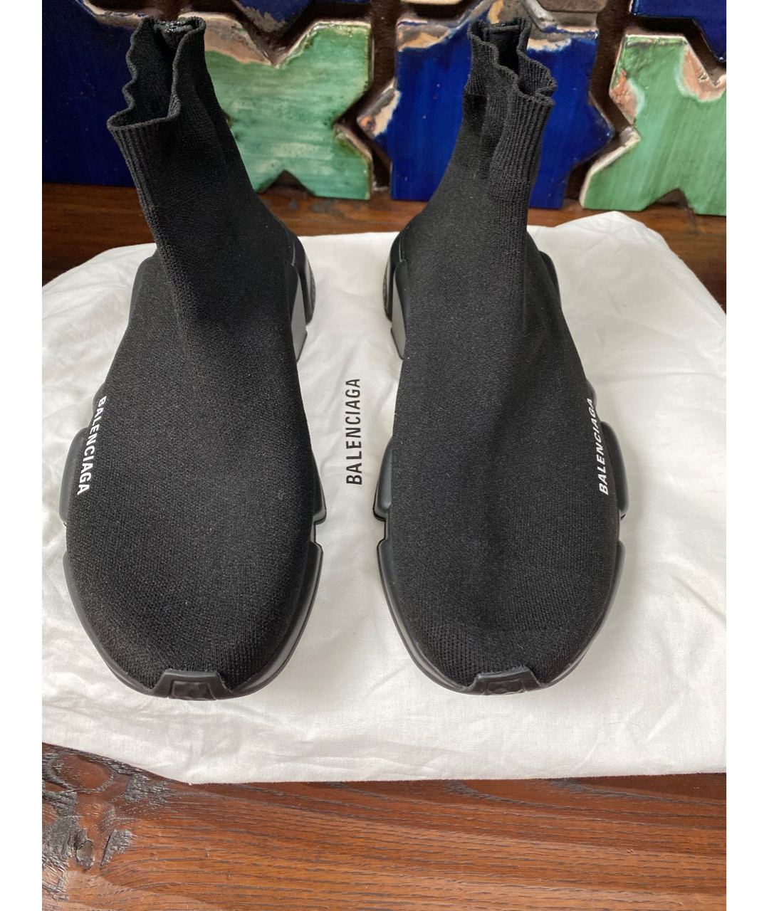 BALENCIAGA Черные текстильные высокие кроссовки / кеды, фото 2