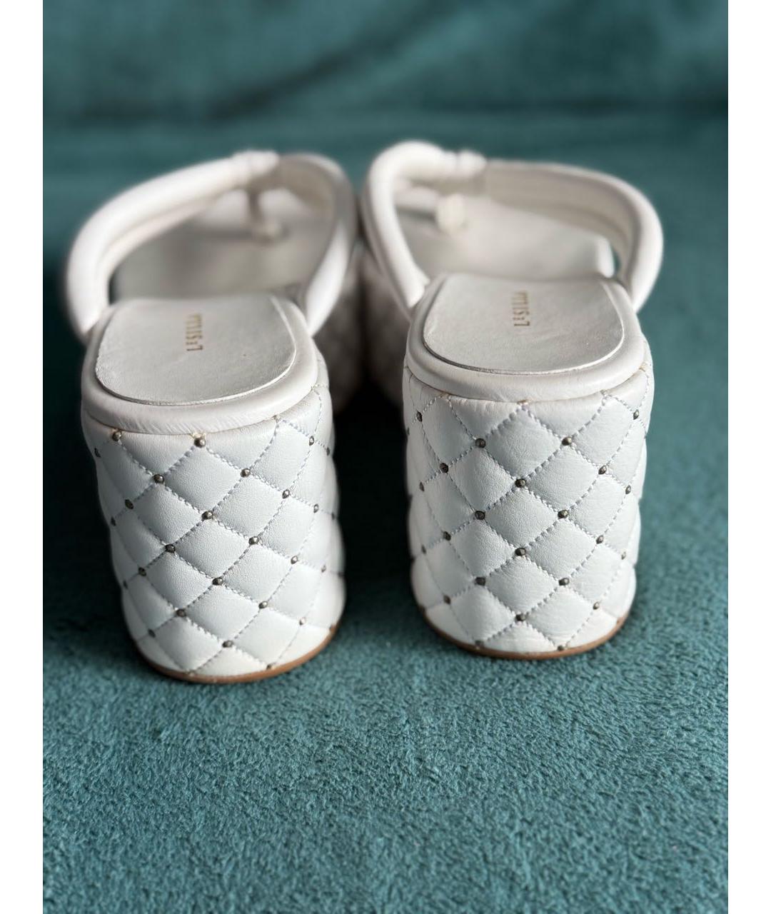 LE SILLA Белые кожаные сабо, фото 4