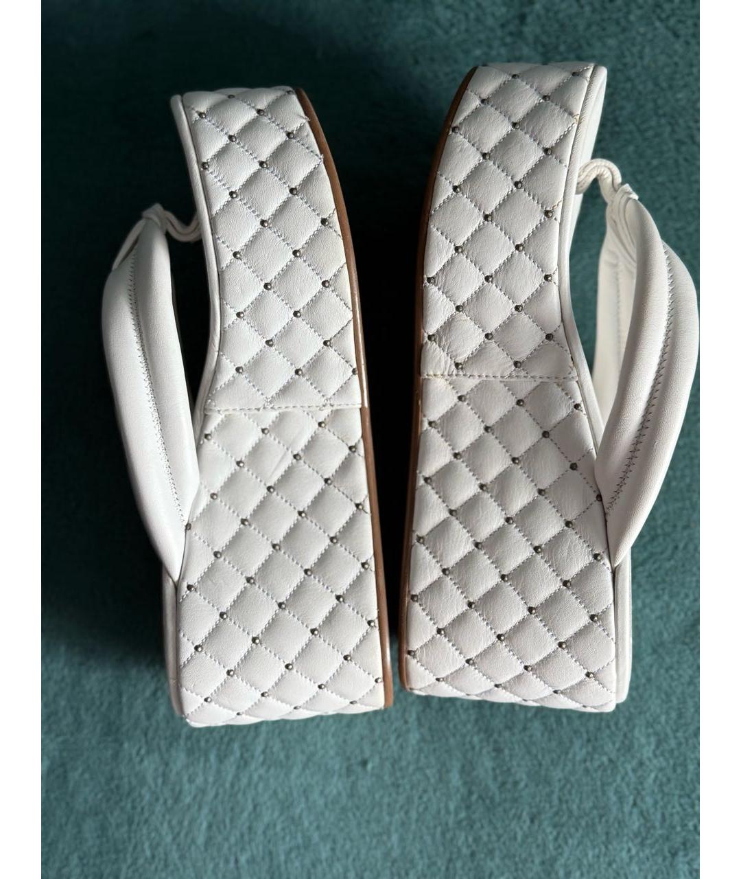 LE SILLA Белые кожаные сабо, фото 7