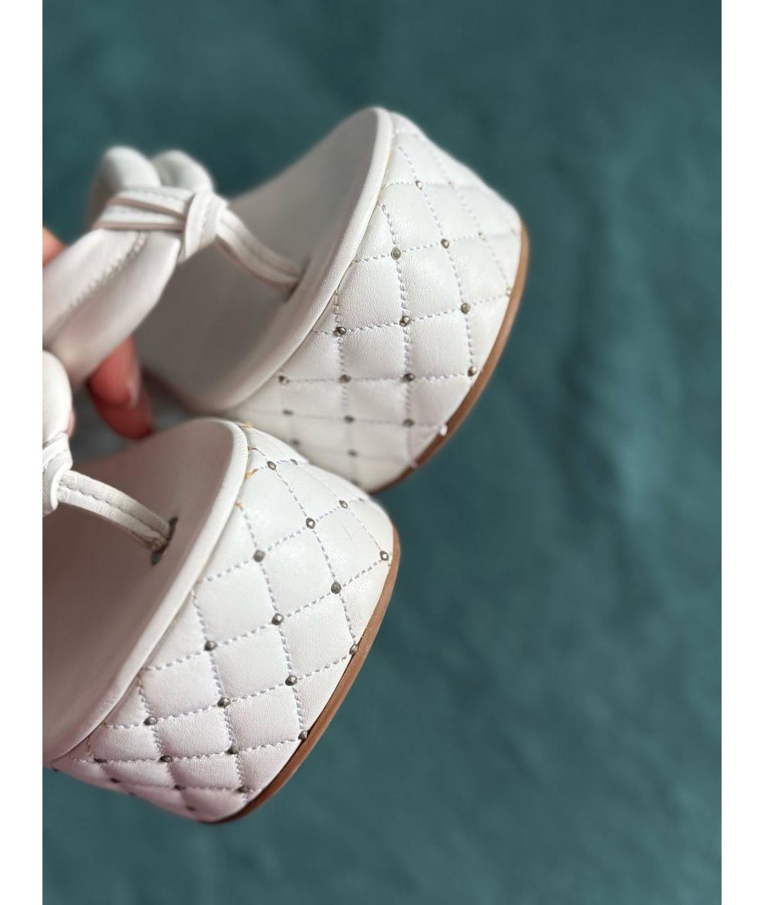 LE SILLA Белые кожаные сабо, фото 5