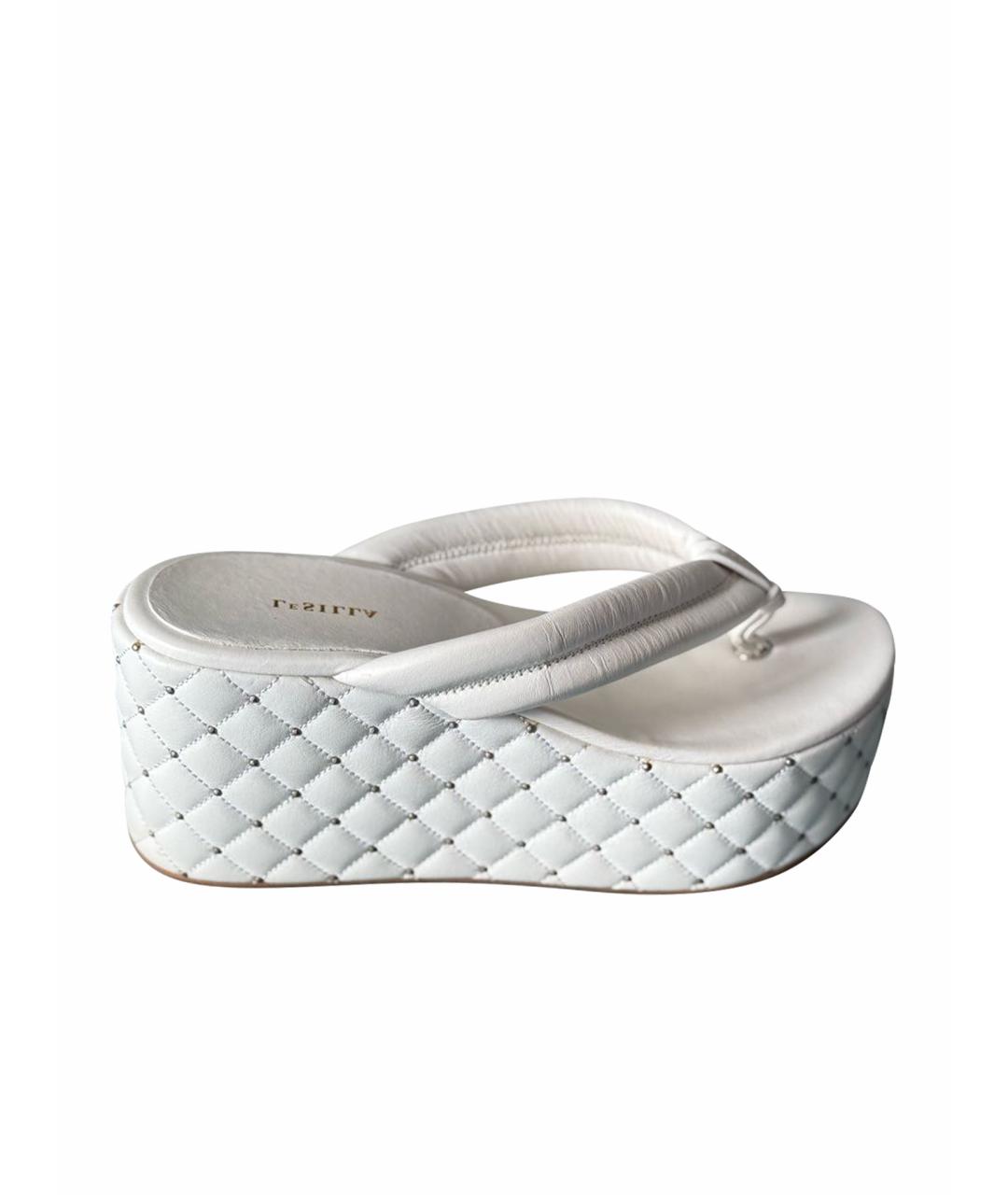 LE SILLA Белые кожаные сабо, фото 1