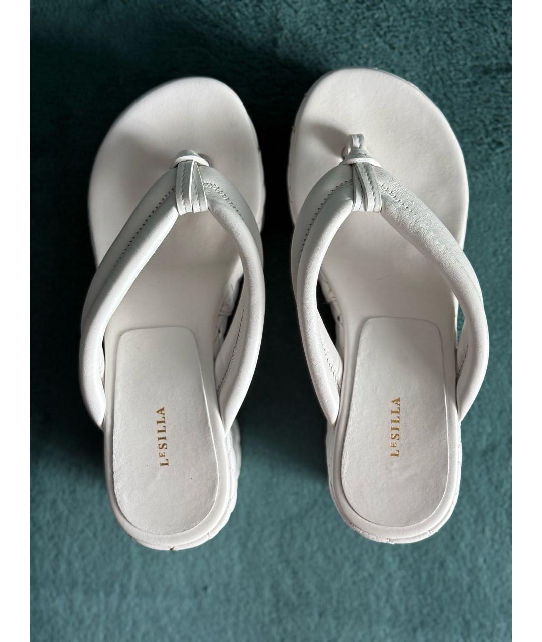 LE SILLA Белые кожаные сабо, фото 3