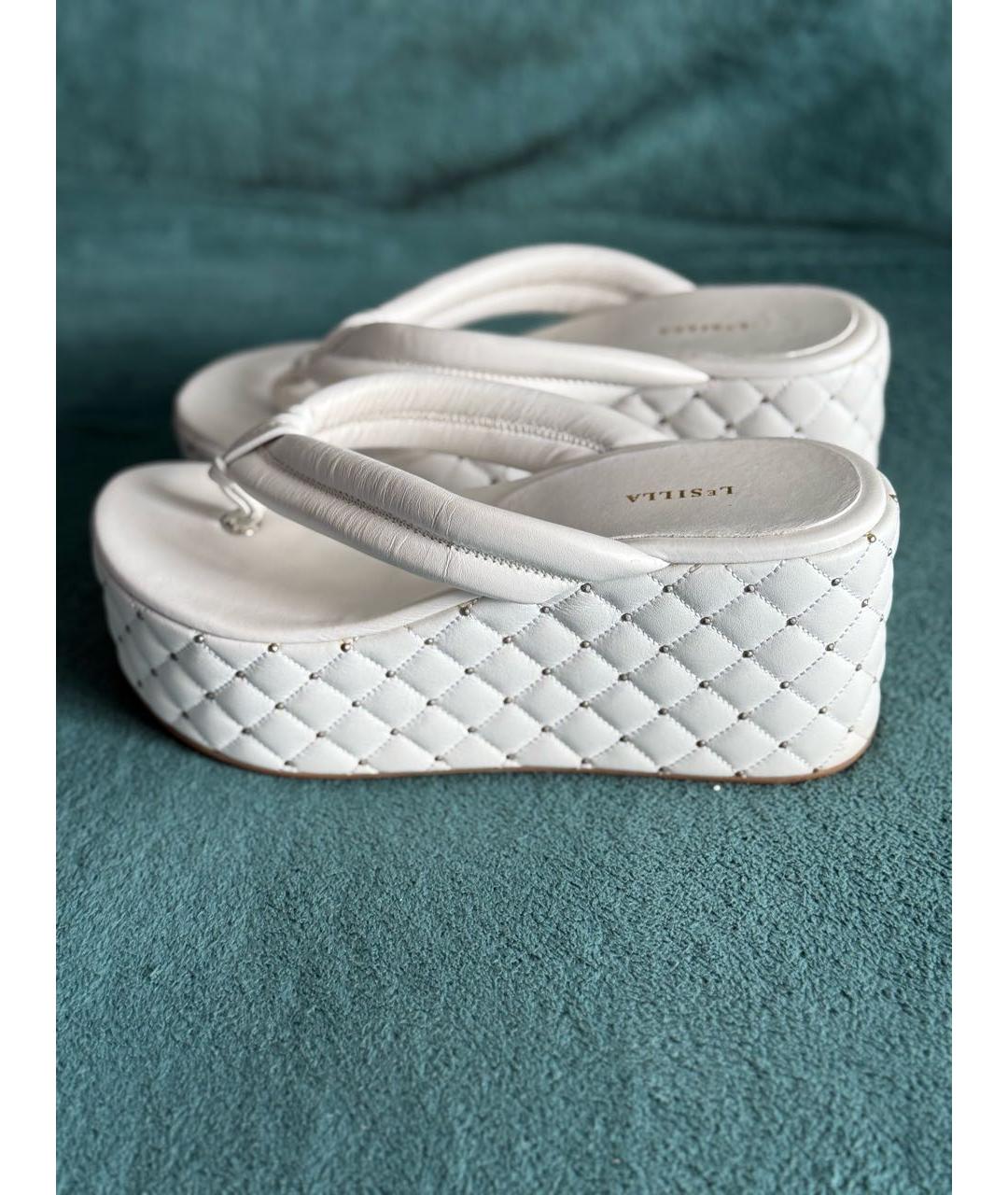 LE SILLA Белые кожаные сабо, фото 9