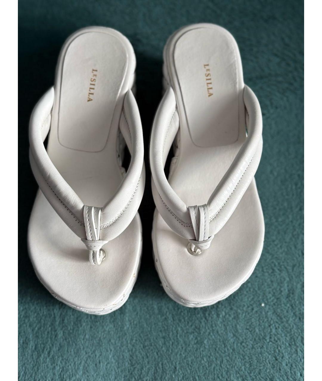 LE SILLA Белые кожаные сабо, фото 2