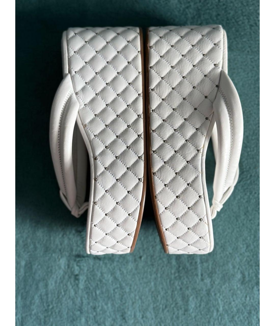LE SILLA Белые кожаные сабо, фото 6