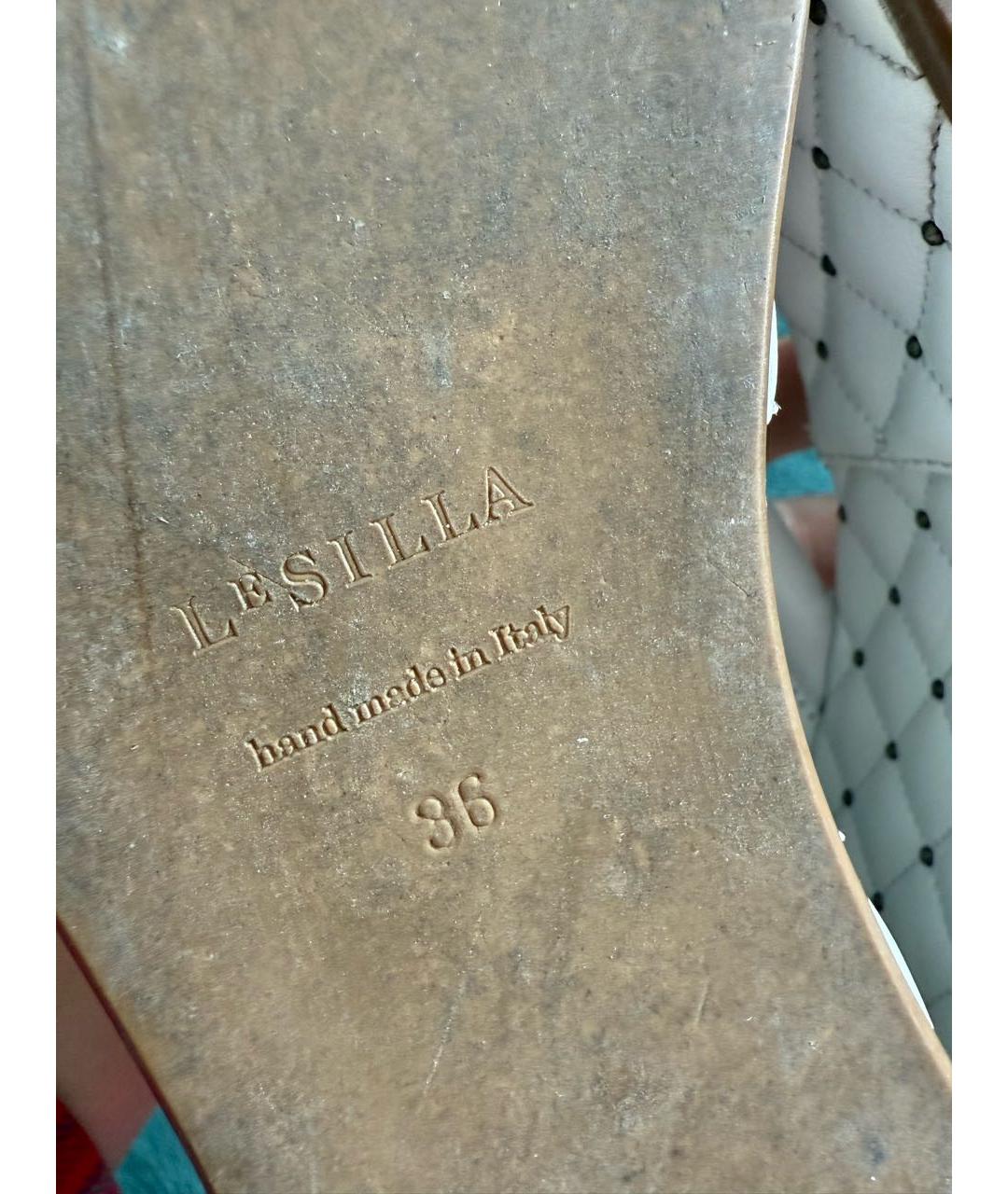 LE SILLA Белые кожаные сабо, фото 8