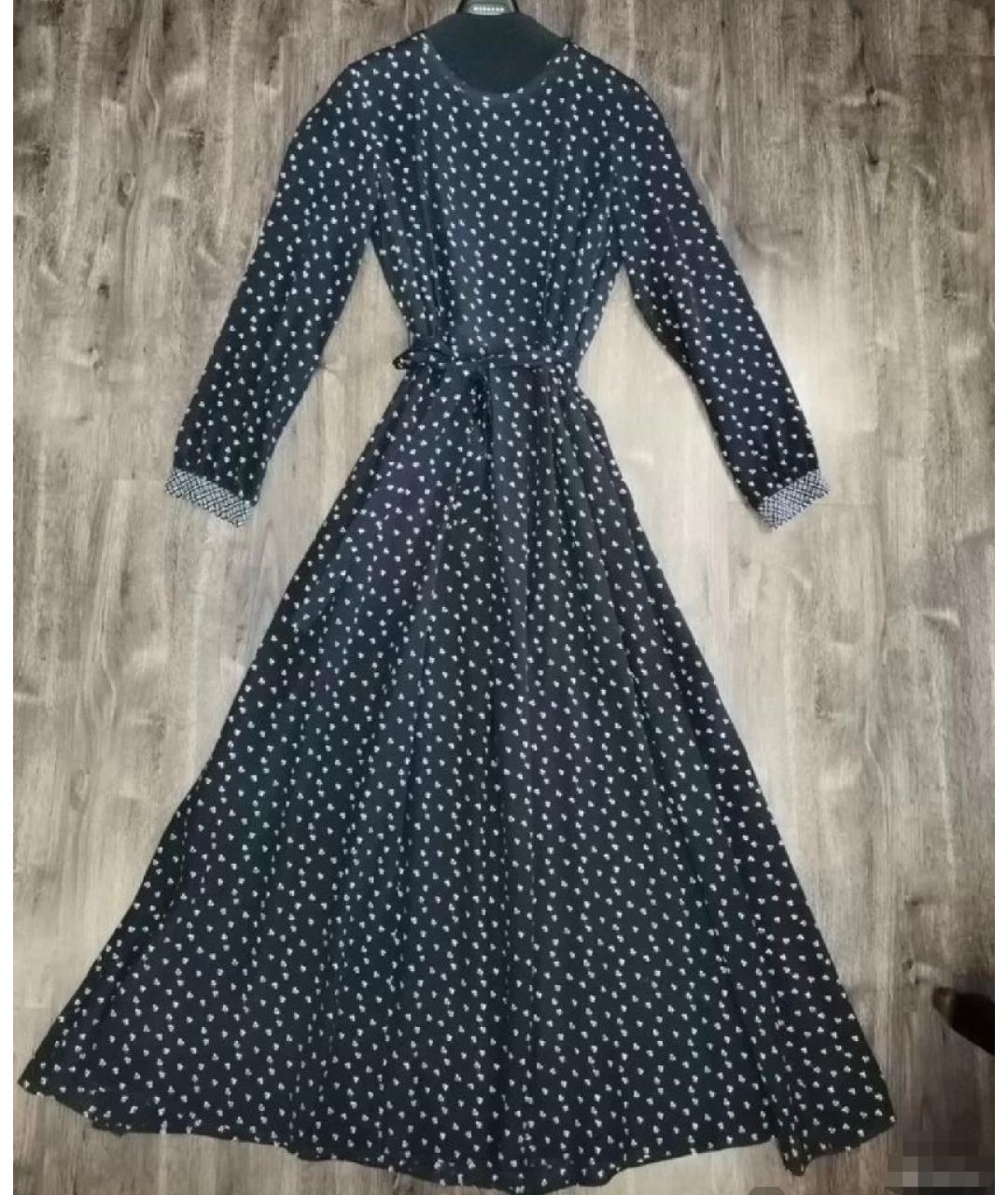 WEEKEND MAX MARA Темно-синее шелковое повседневное платье, фото 7