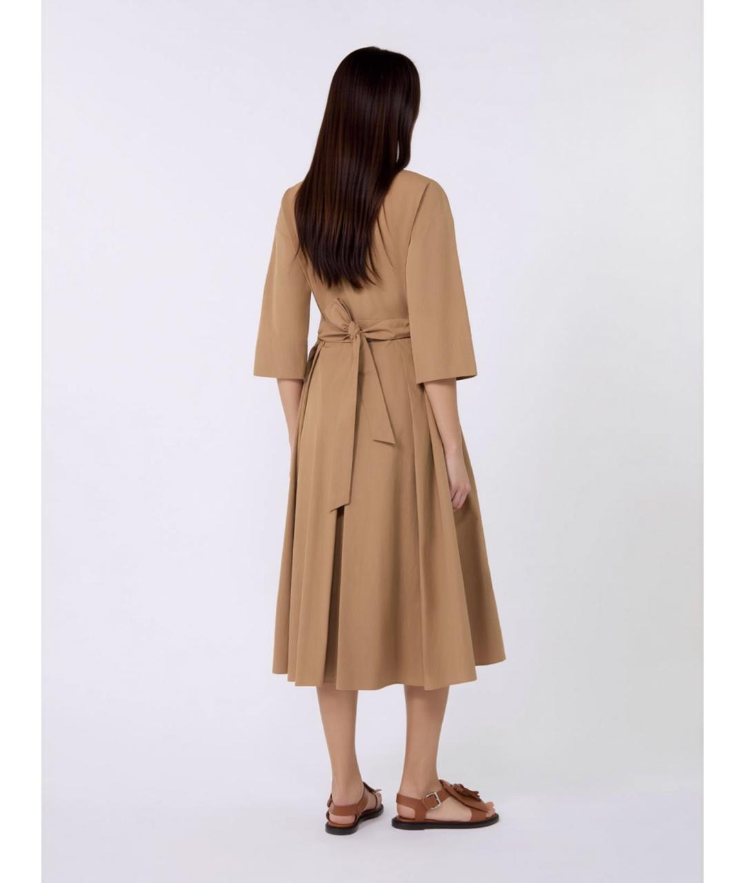 WEEKEND MAX MARA Коричневое хлопковое повседневное платье, фото 4