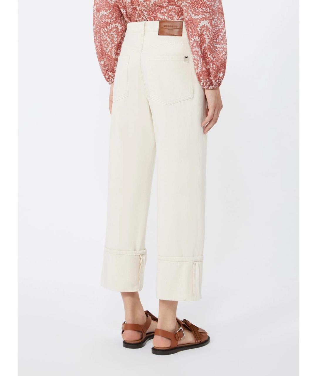 WEEKEND MAX MARA Белые хлопковые прямые брюки, фото 4