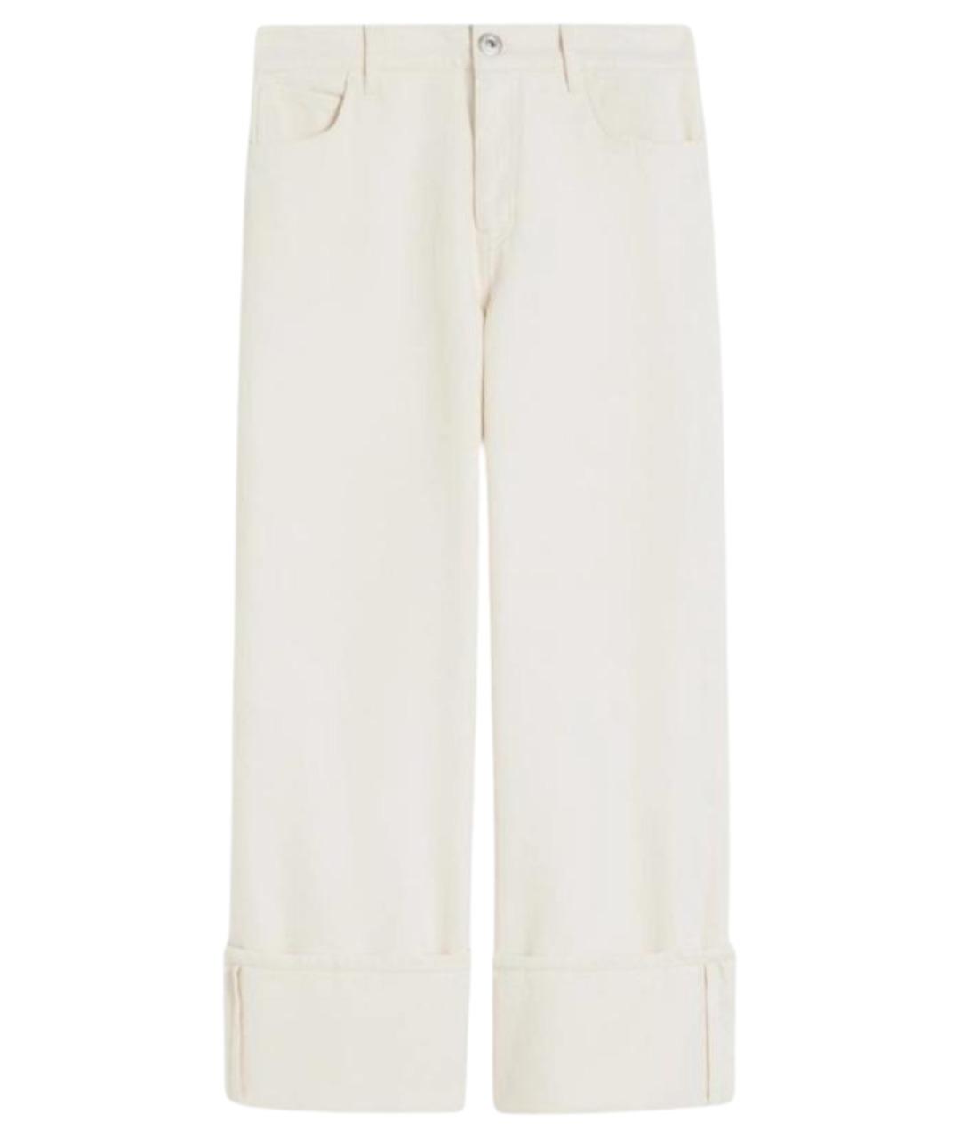 WEEKEND MAX MARA Белые хлопковые прямые брюки, фото 1