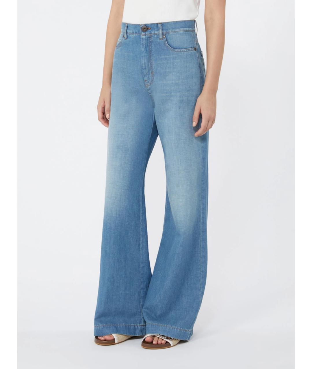 WEEKEND MAX MARA Голубые хлопковые прямые джинсы, фото 3