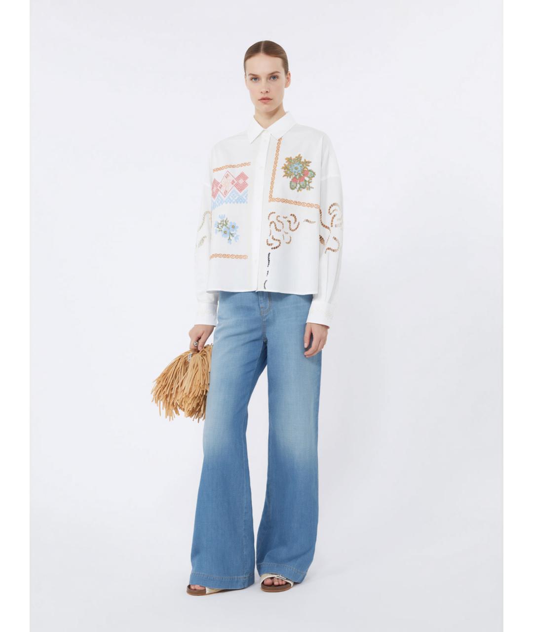WEEKEND MAX MARA Голубые хлопковые прямые джинсы, фото 2