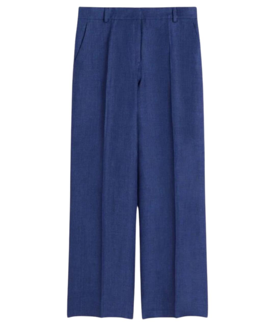 WEEKEND MAX MARA Синие льняные прямые брюки, фото 1