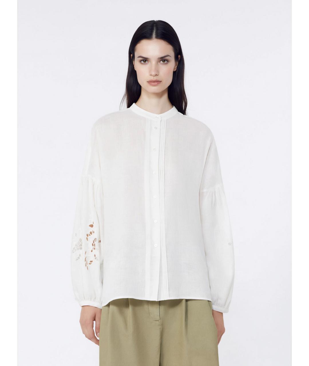 WEEKEND MAX MARA Белая льняная рубашка, фото 3