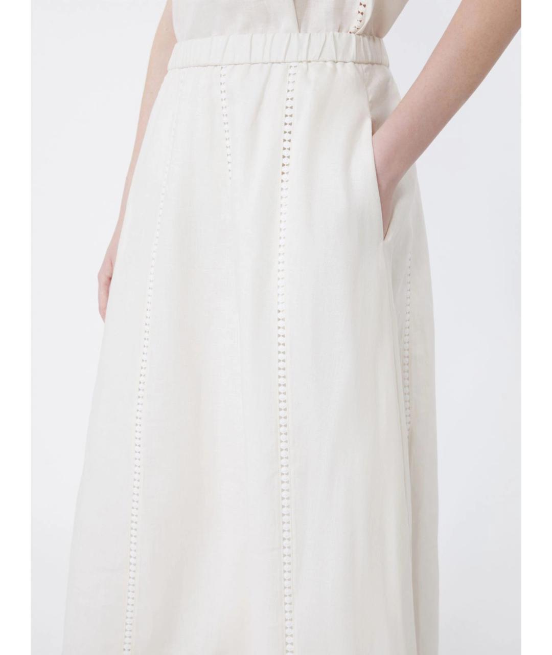 WEEKEND MAX MARA Белая льняная юбка макси, фото 3