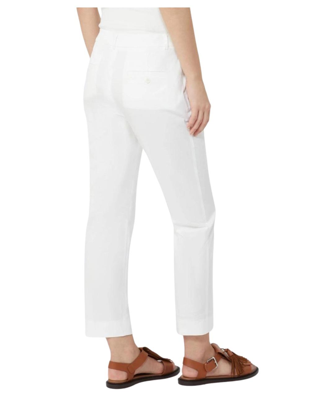 WEEKEND MAX MARA Белые хлопковые прямые брюки, фото 4