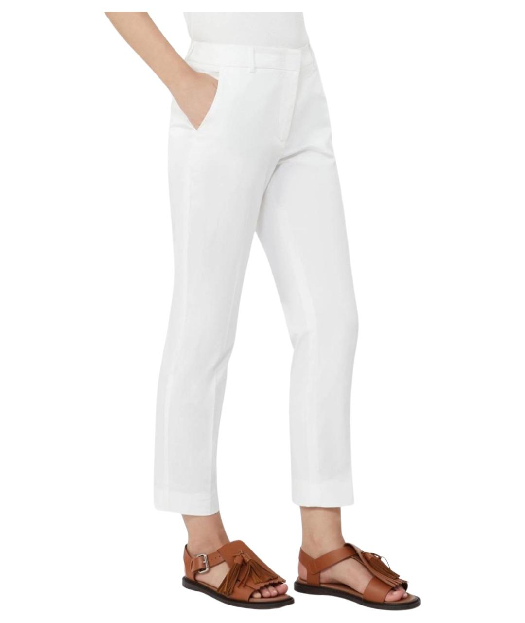 WEEKEND MAX MARA Белые хлопковые прямые брюки, фото 3