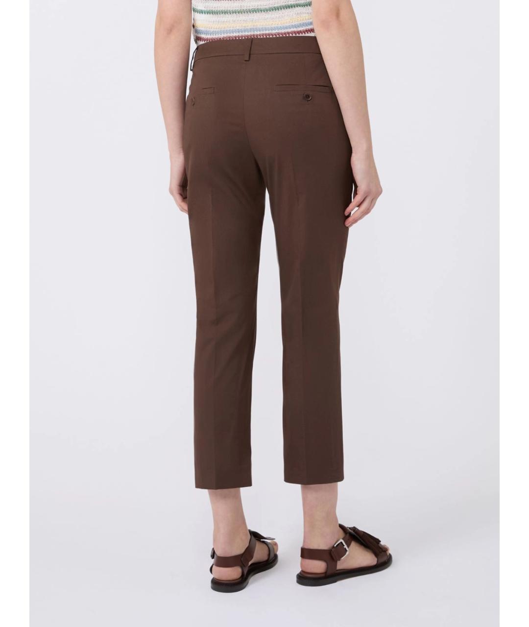 WEEKEND MAX MARA Коричневые хлопковые прямые брюки, фото 4