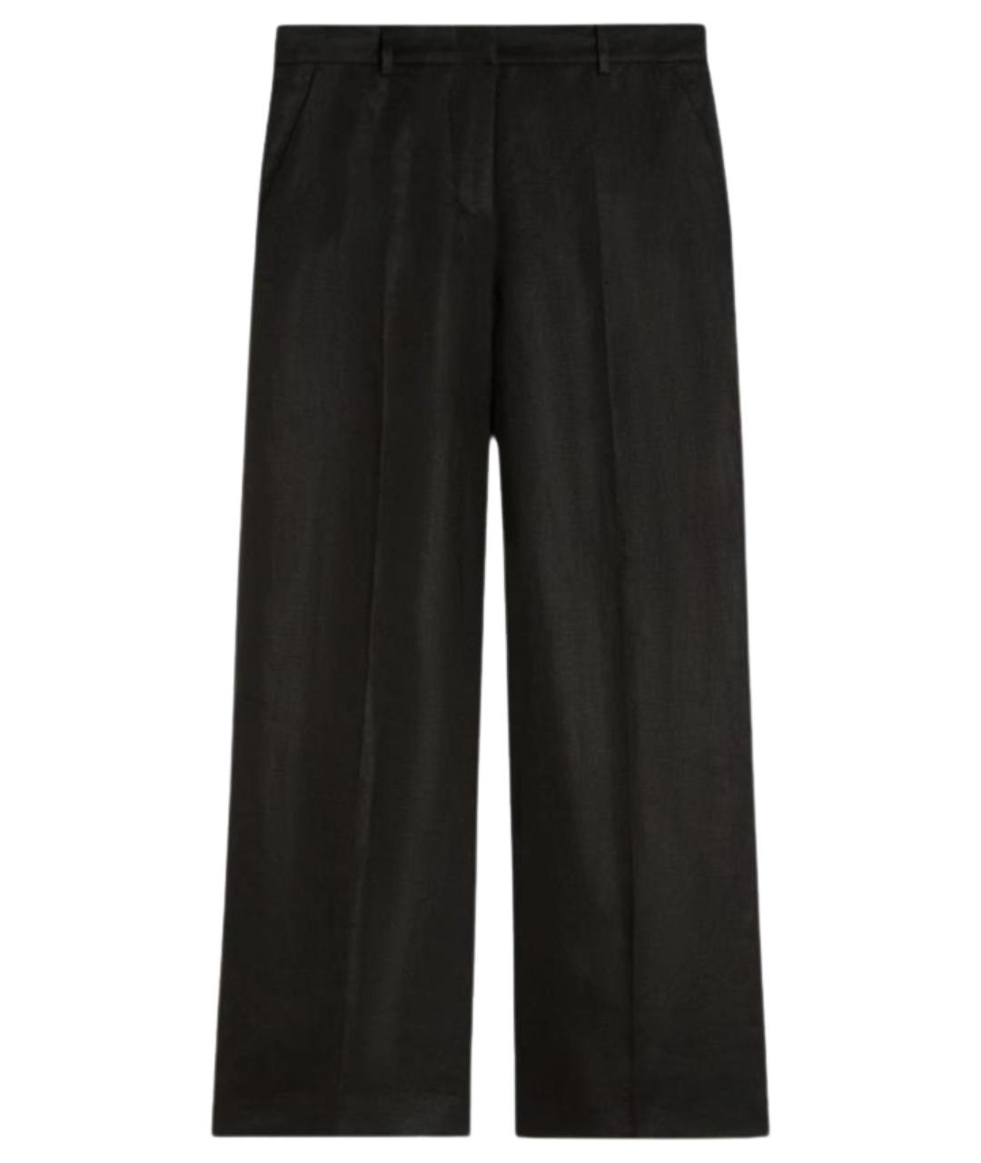 WEEKEND MAX MARA Черные льняные прямые брюки, фото 1