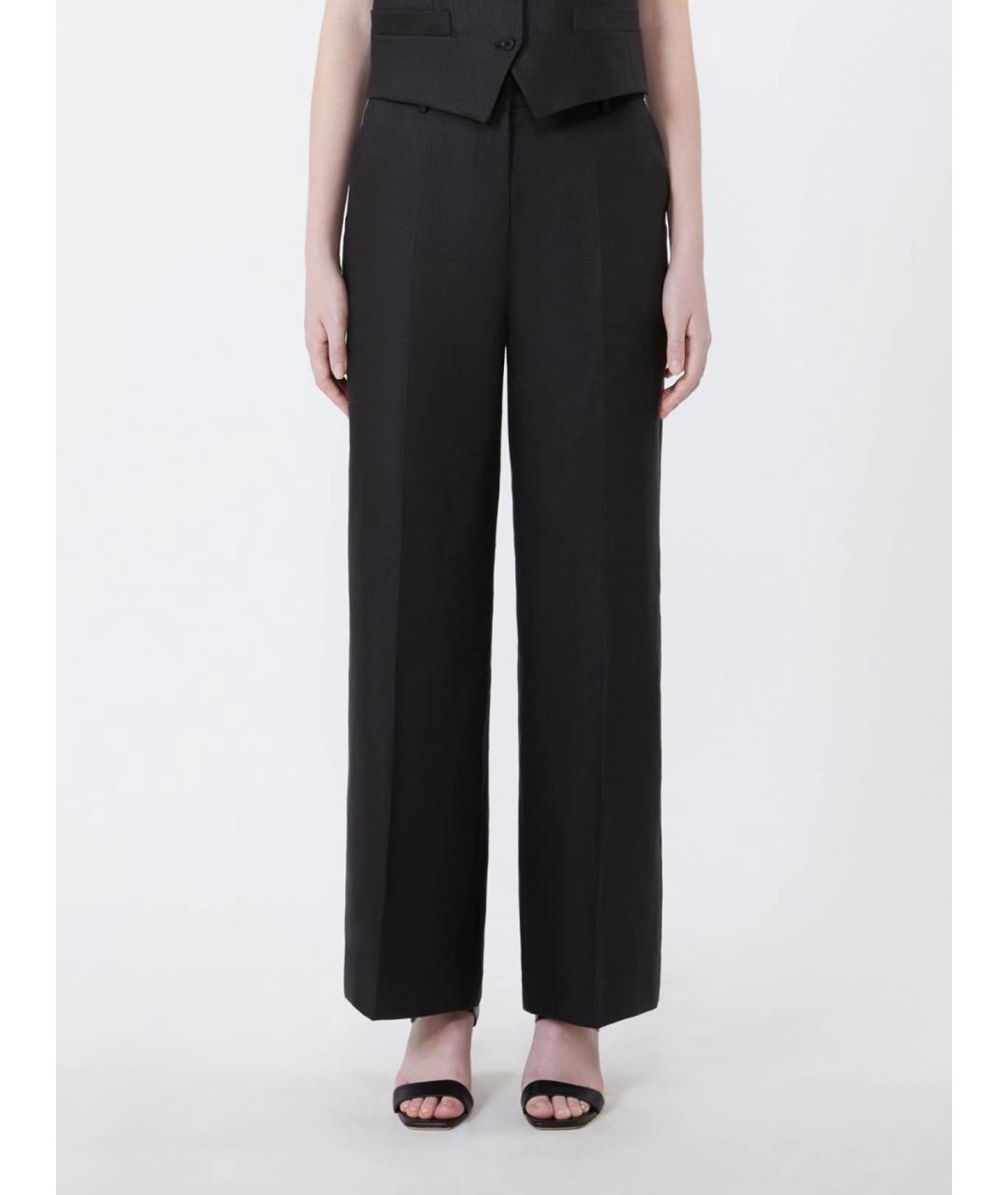 WEEKEND MAX MARA Черные льняные прямые брюки, фото 3