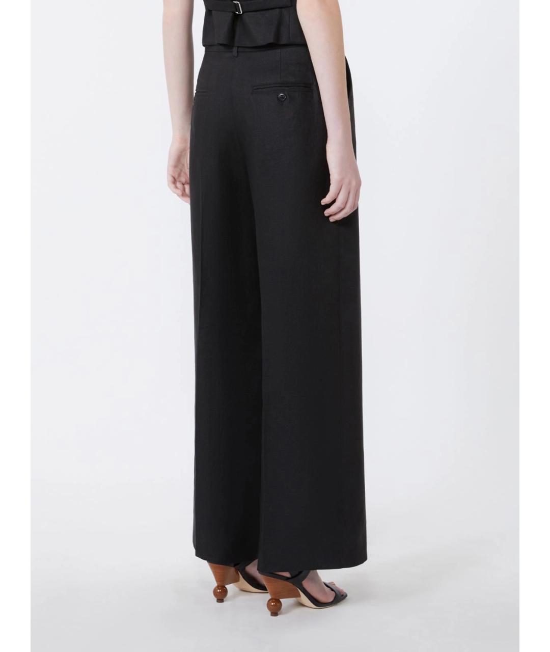 WEEKEND MAX MARA Черные льняные прямые брюки, фото 4