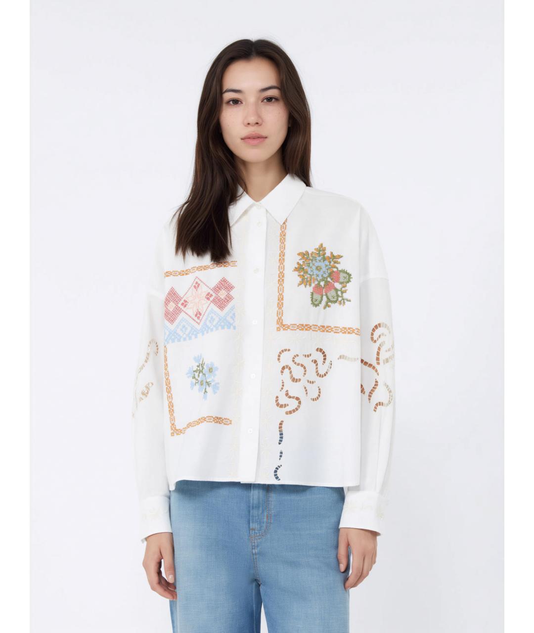 WEEKEND MAX MARA Белая хлопковая рубашка, фото 3