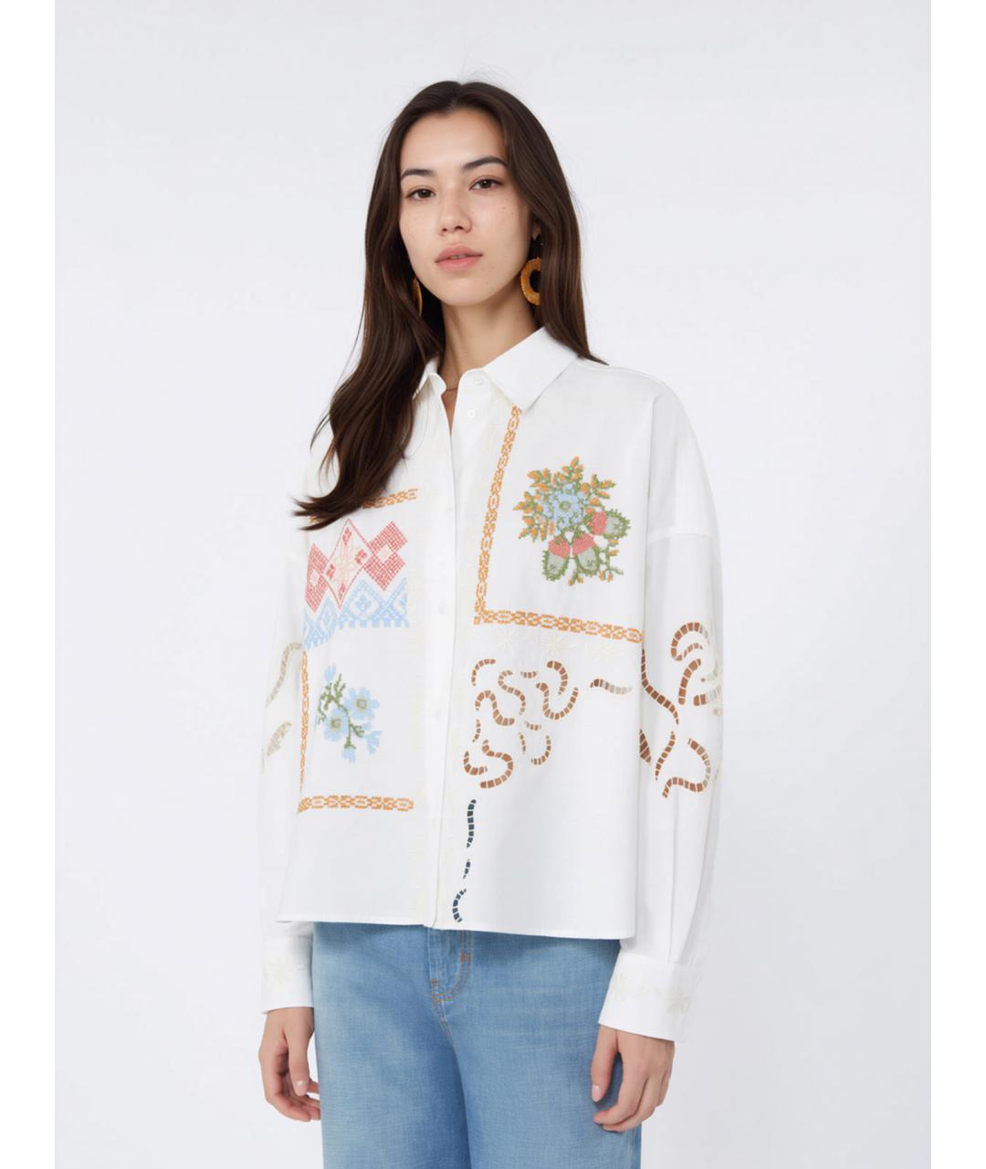 WEEKEND MAX MARA Белая хлопковая рубашка, фото 5
