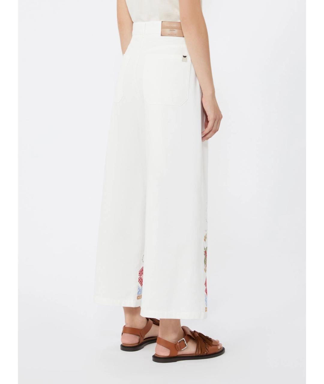 WEEKEND MAX MARA Белые хлопковые брюки широкие, фото 4
