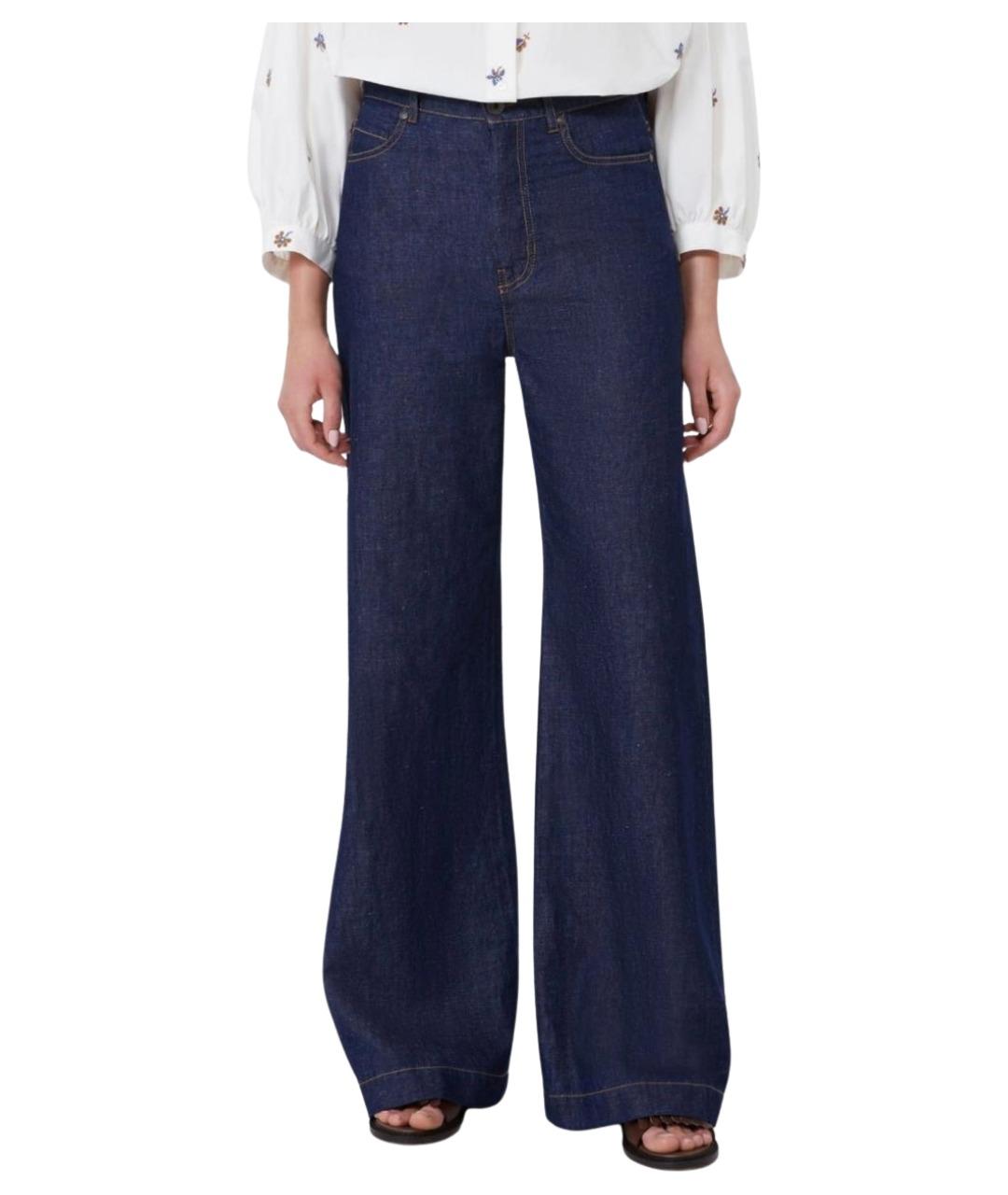 WEEKEND MAX MARA Синие хлопковые брюки широкие, фото 3