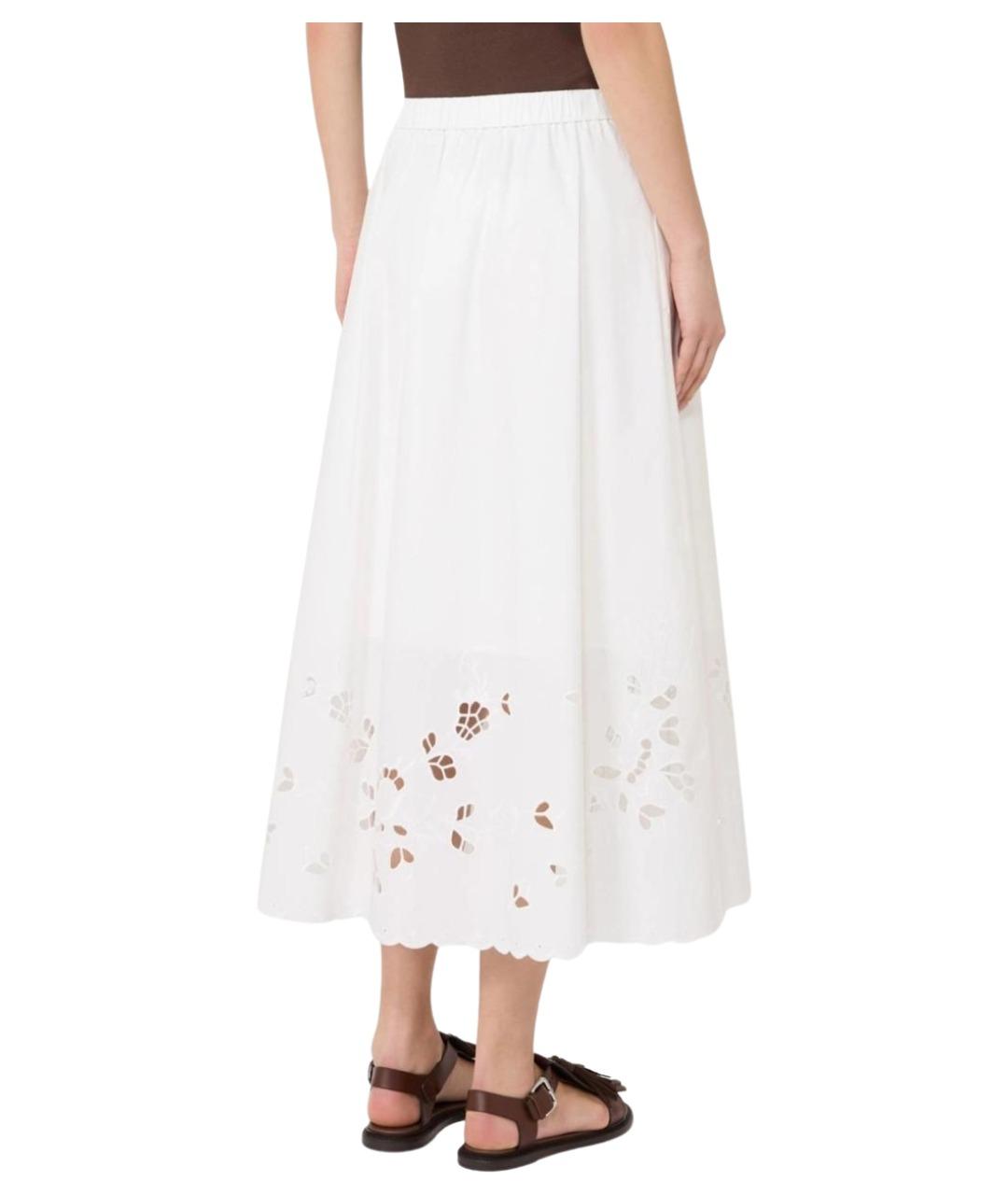 WEEKEND MAX MARA Белая хлопковая юбка миди, фото 4