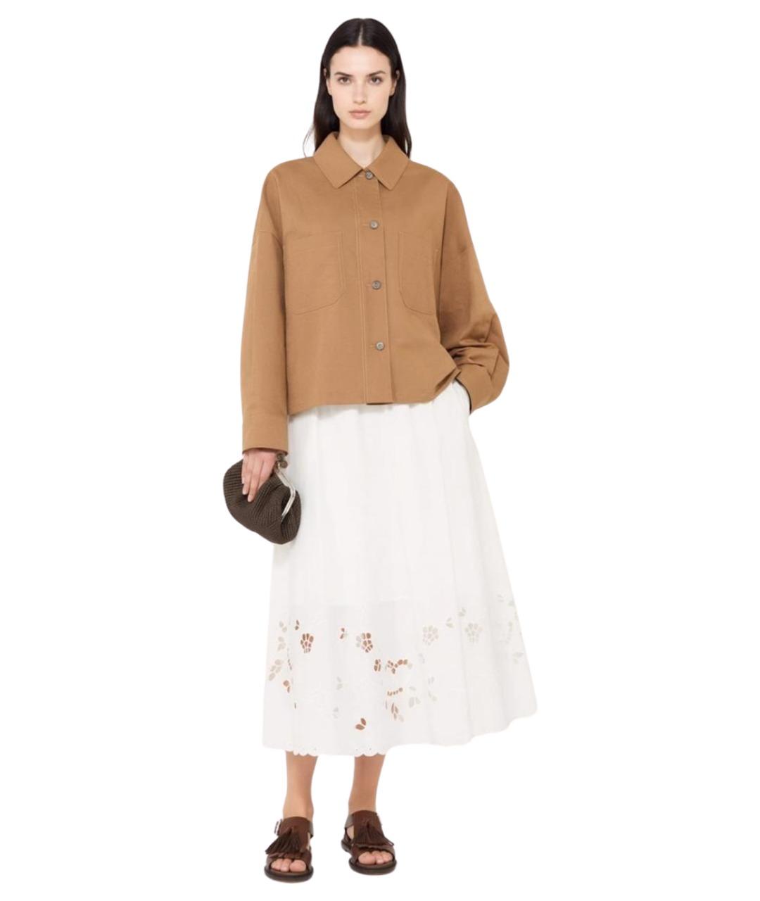 WEEKEND MAX MARA Белая хлопковая юбка миди, фото 2