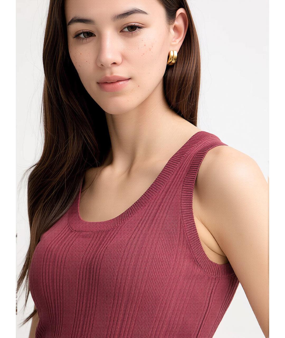 WEEKEND MAX MARA Бордовая вискозная футболка, фото 4