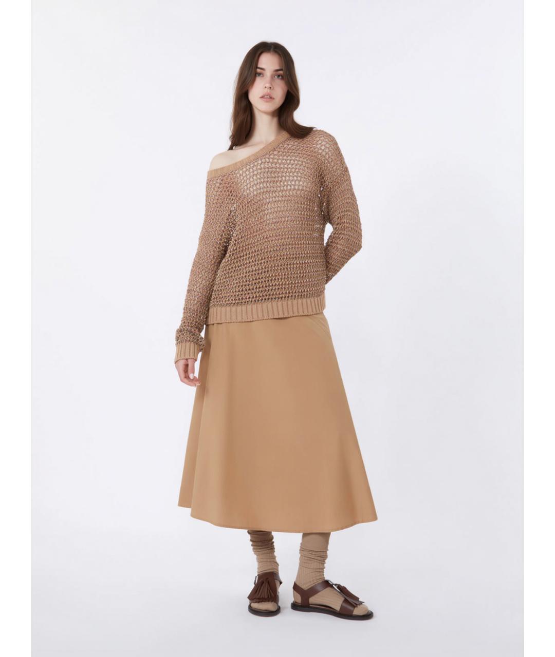 WEEKEND MAX MARA Коричневый льняной джемпер / свитер, фото 2