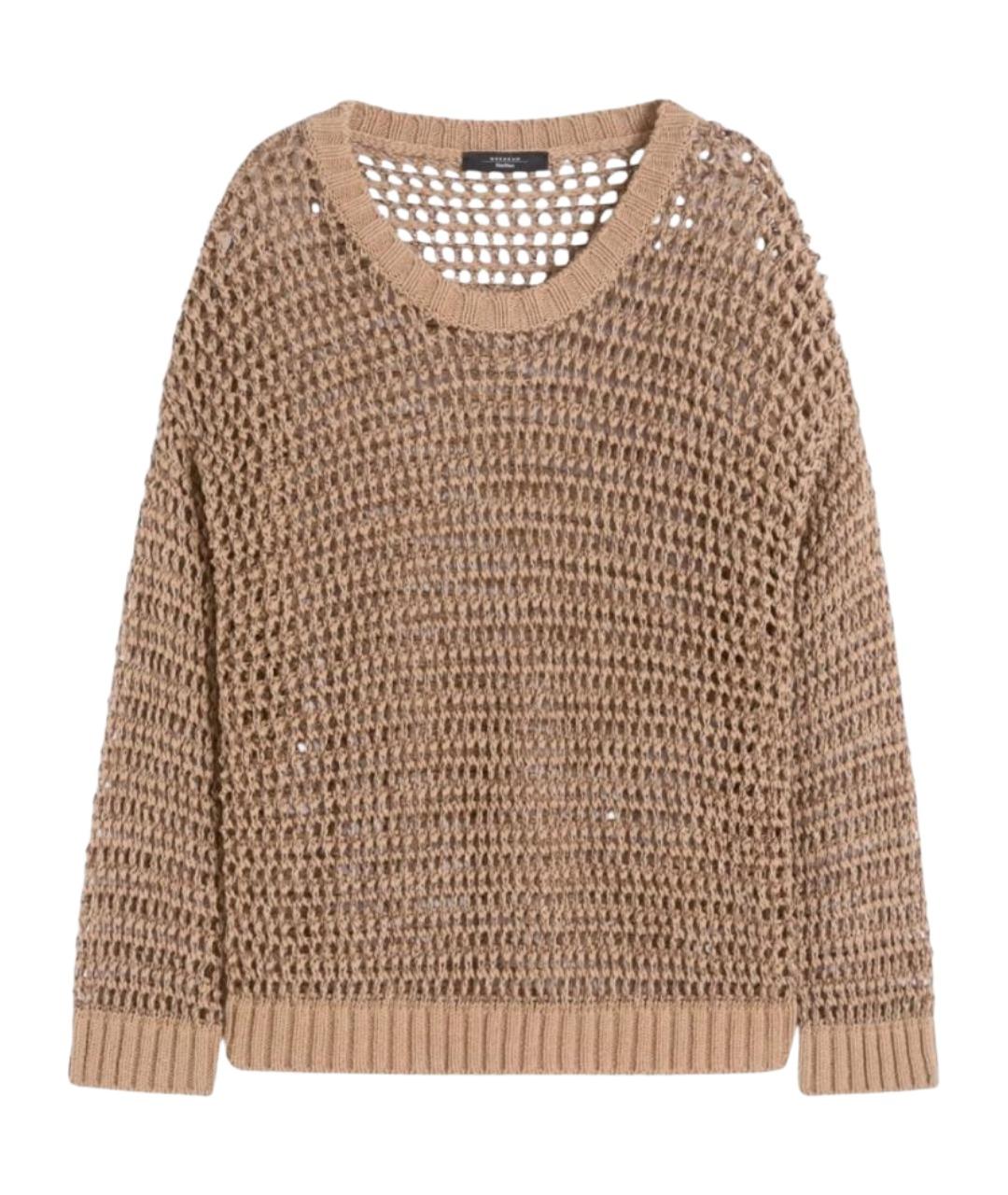 WEEKEND MAX MARA Коричневый льняной джемпер / свитер, фото 1