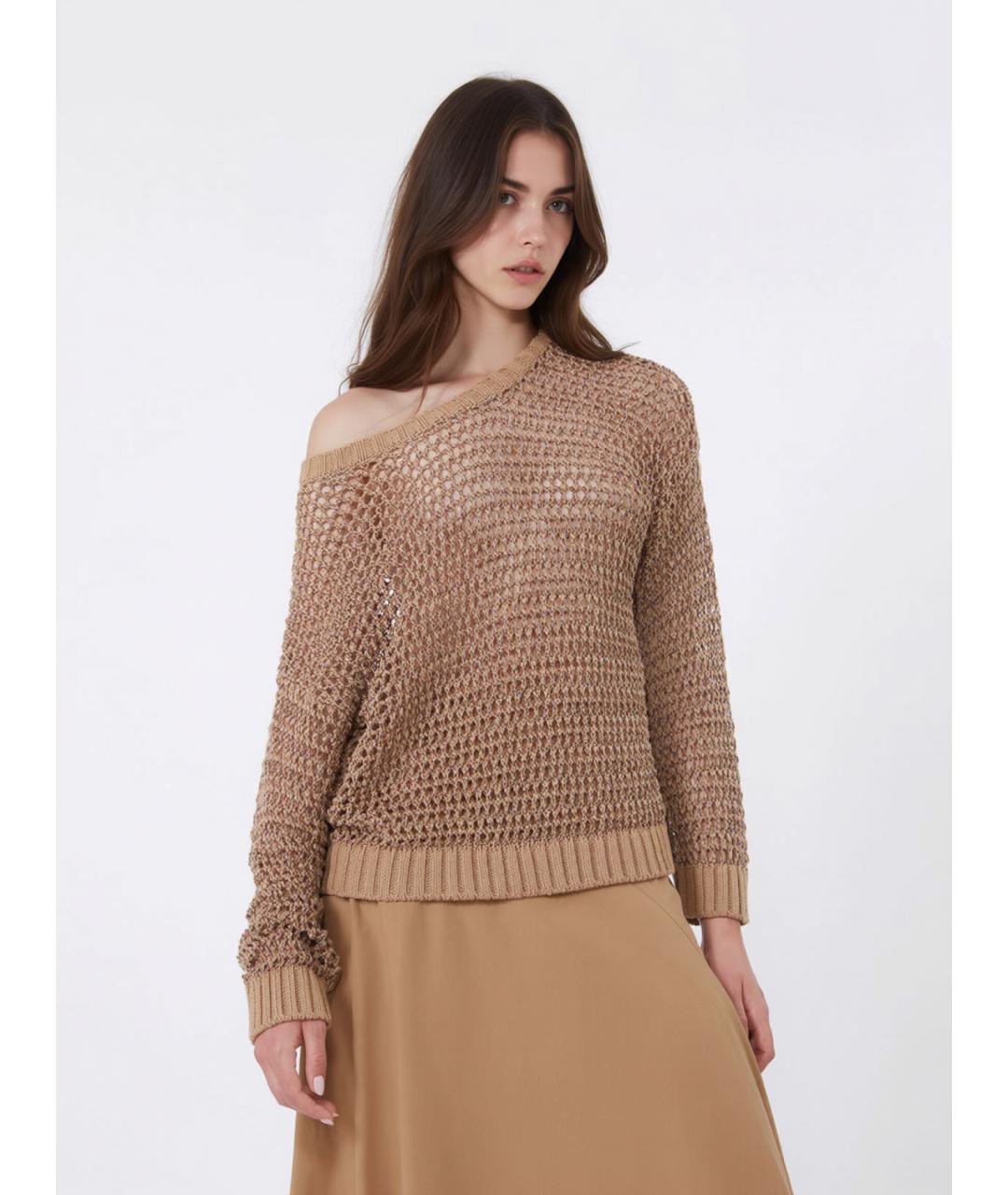 WEEKEND MAX MARA Коричневый льняной джемпер / свитер, фото 5