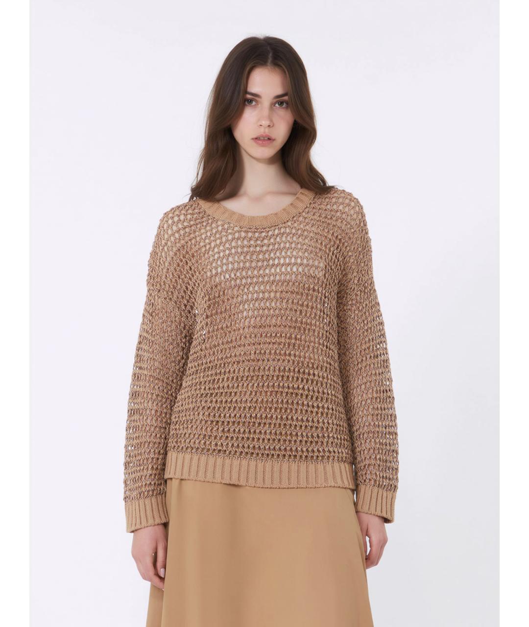 WEEKEND MAX MARA Коричневый льняной джемпер / свитер, фото 3