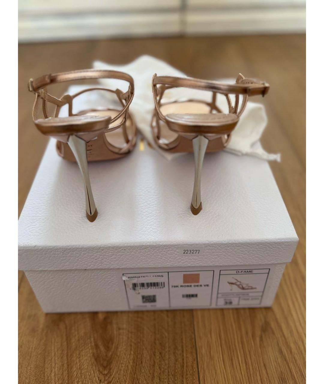 CHRISTIAN DIOR Золотые кожаные босоножки, фото 4