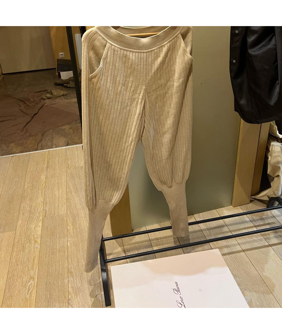 LORO PIANA Бежевые кашемировые брюки узкие, фото 3
