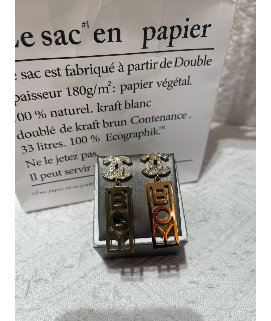 CHANEL Золотые металлические серьги, фото 2