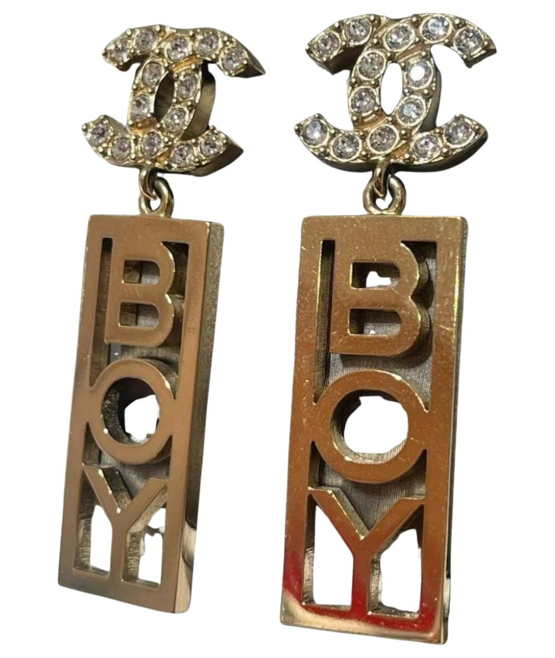 CHANEL Золотые металлические серьги, фото 1