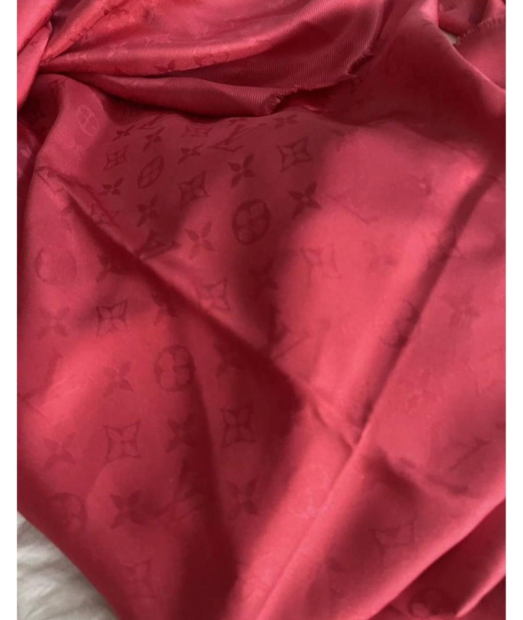 LOUIS VUITTON Коралловый шелковый платок, фото 6