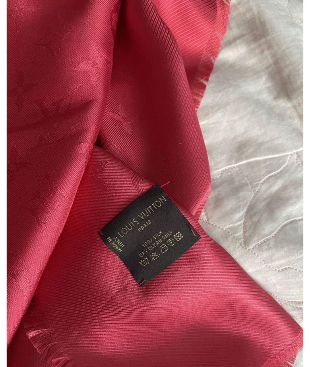 LOUIS VUITTON Коралловый шелковый платок, фото 2