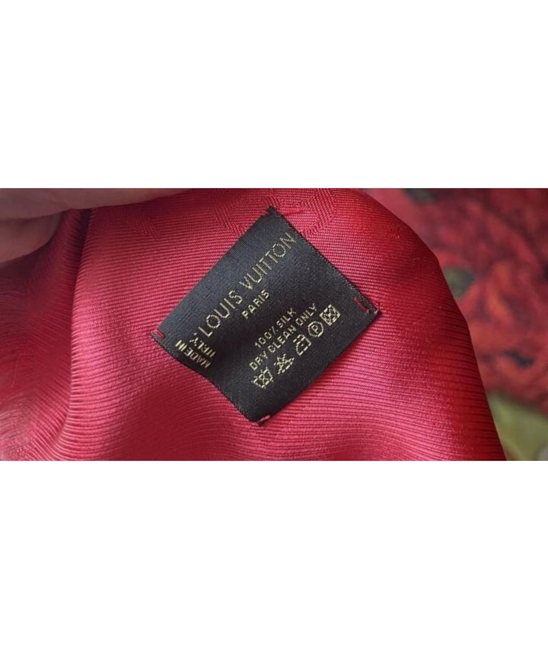 LOUIS VUITTON Коралловый шелковый платок, фото 3