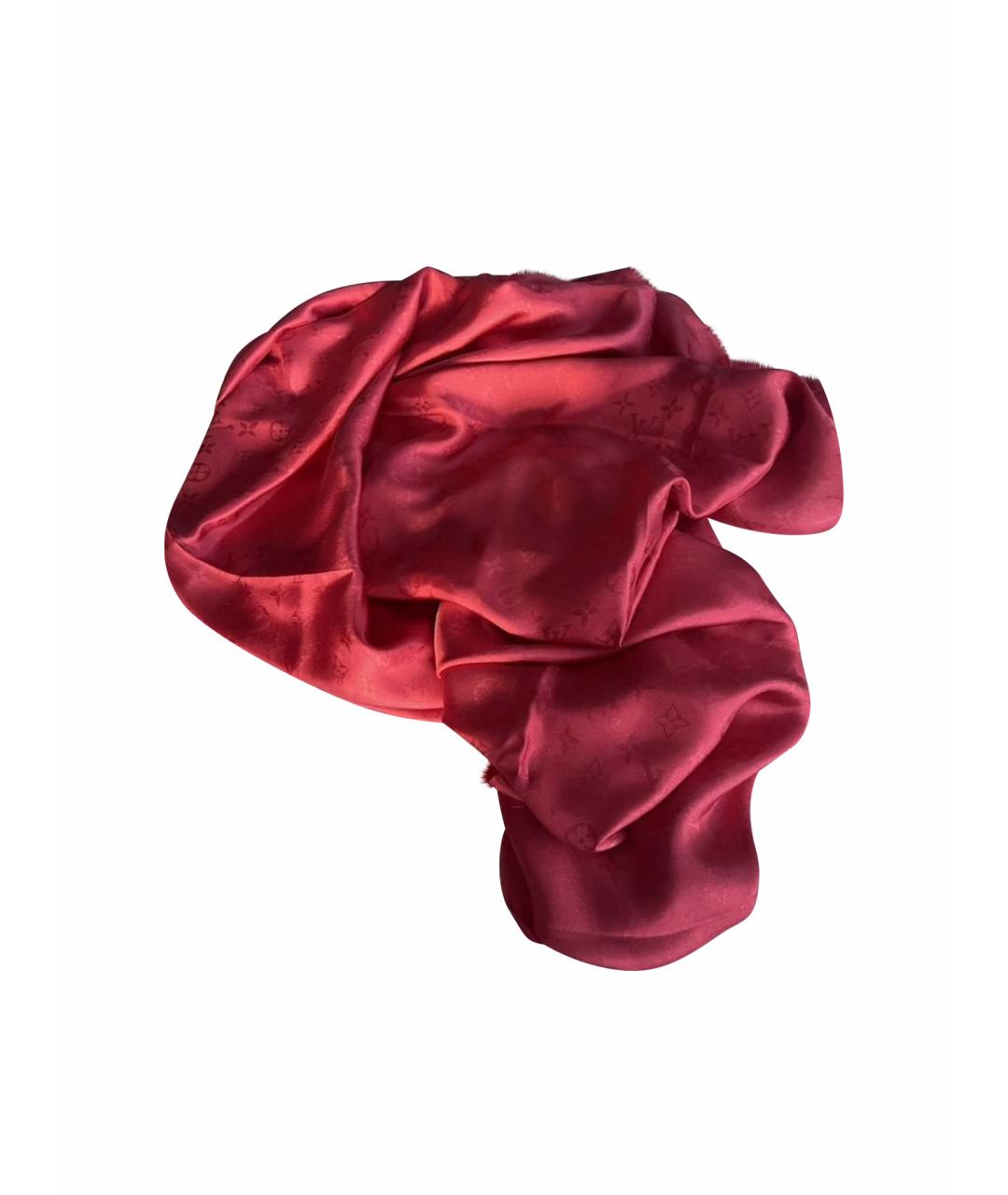 LOUIS VUITTON Коралловый шелковый платок, фото 1