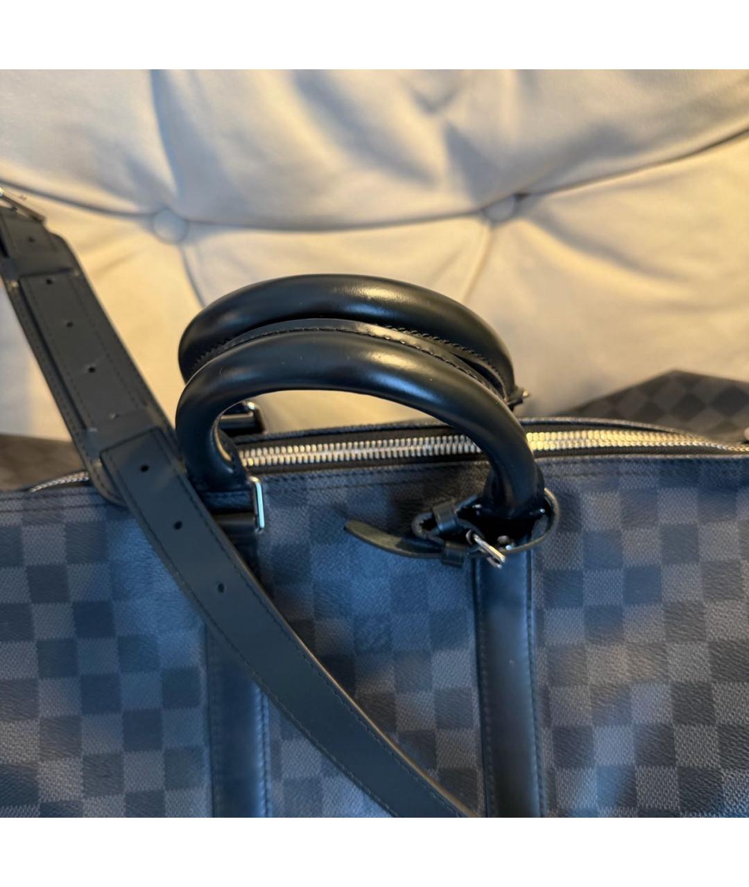 LOUIS VUITTON Антрацитовая кожаная дорожная/спортивная сумка, фото 5