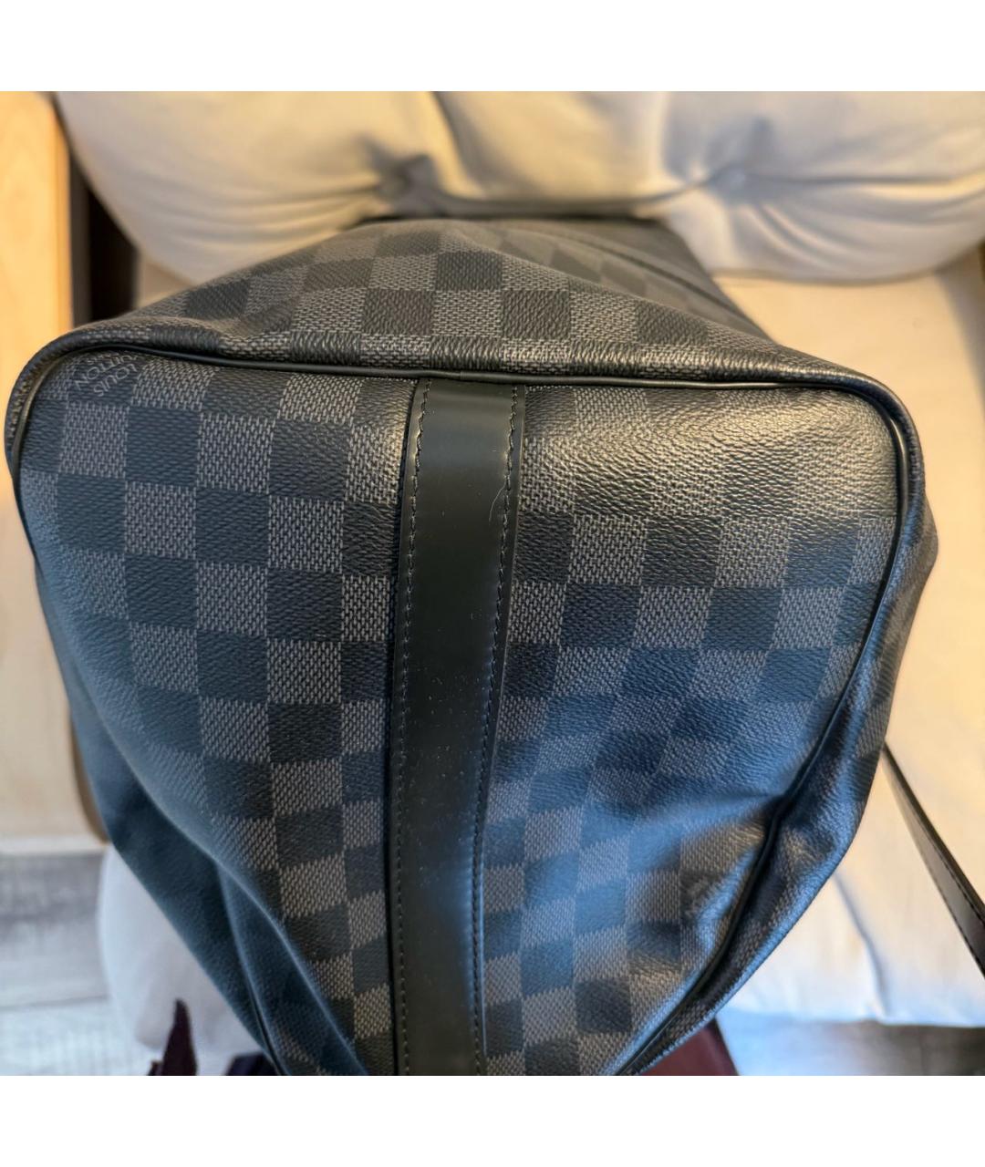 LOUIS VUITTON Антрацитовая кожаная дорожная/спортивная сумка, фото 6