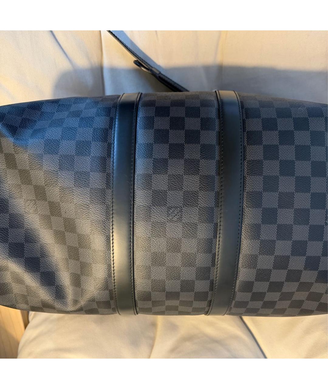 LOUIS VUITTON Антрацитовая кожаная дорожная/спортивная сумка, фото 4