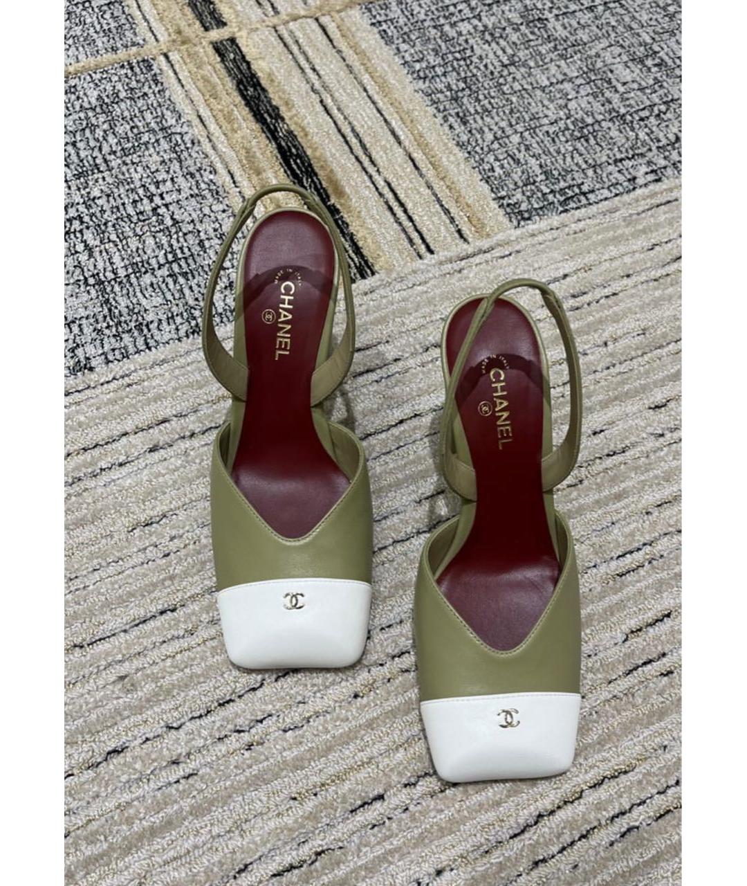 CHANEL Хаки кожаные туфли, фото 2
