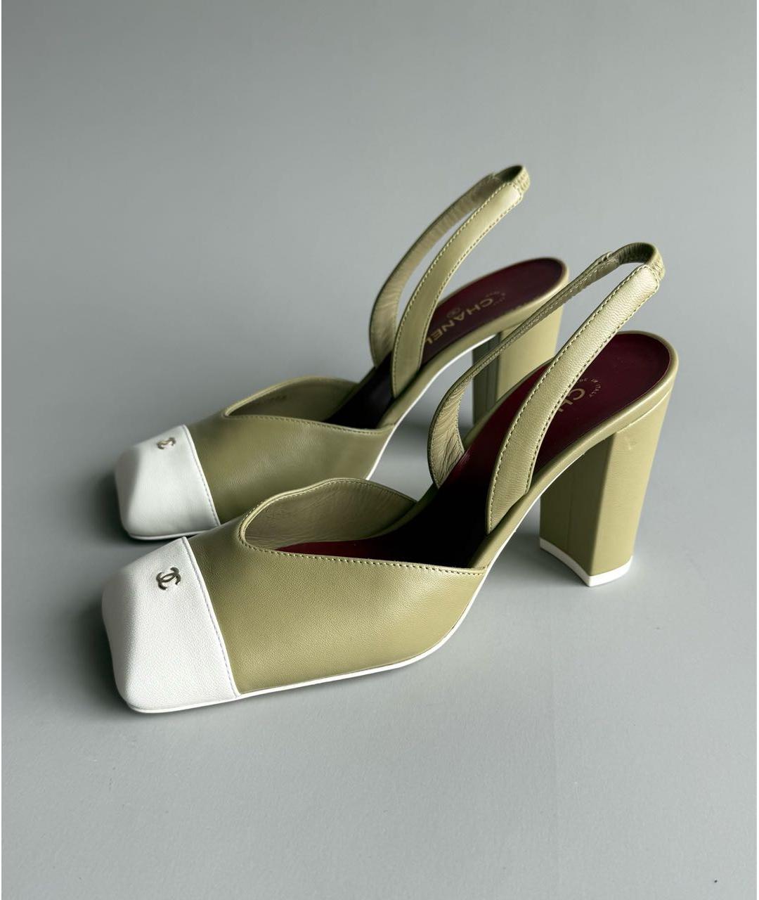 CHANEL Хаки кожаные туфли, фото 4